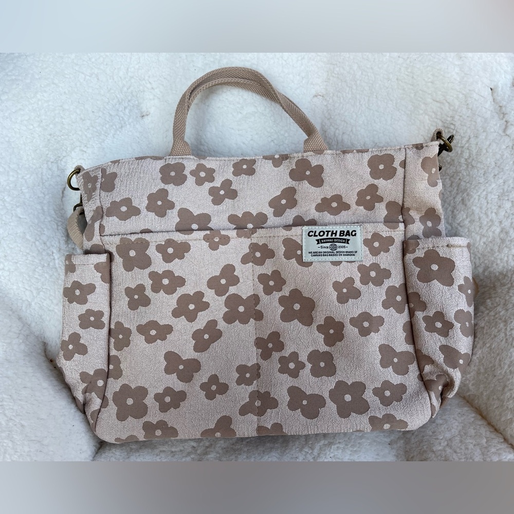 Floral Beige Swico Remado LargeCapacity Flower Printed Shoulder Bag - Picture 3 of 13